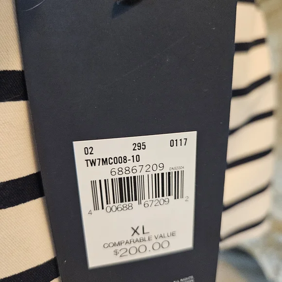 Tommy Hilfiger Navy Blue and White Striped Trench Coat - Picture 2 of 16